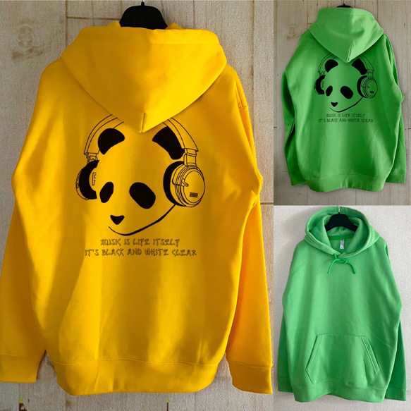 PANDA MUSIC / プルオーバーパーカー / Green、Yellow 1枚目の画像