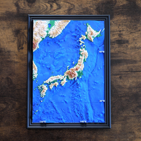 立体日本地図ーB5サイズ　黒枠 1枚目の画像