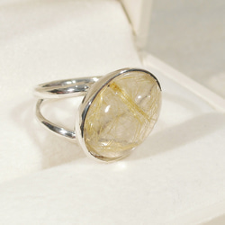 10.85ctルチルクォーツとSV925の指輪（リング：12号、サイズ変更可、ふくりん、K18、ロジウム、金線入り水晶） 5枚目の画像