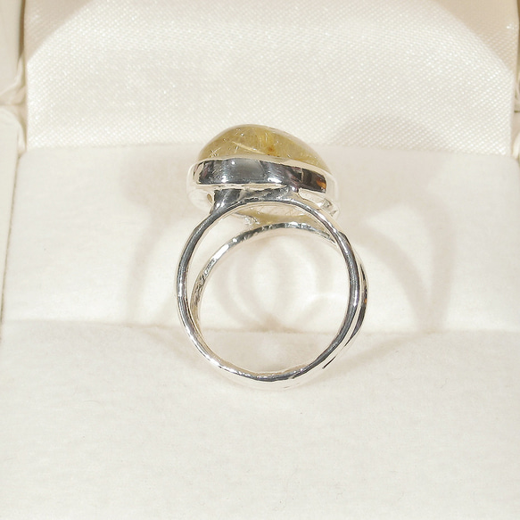 10.85ctルチルクォーツとSV925の指輪（リング：12号、サイズ変更可、ふくりん、K18、ロジウム、金線入り水晶） 7枚目の画像