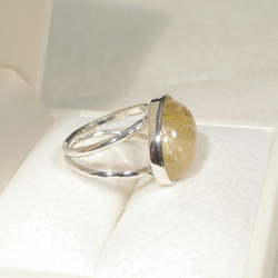 10.85ctルチルクォーツとSV925の指輪（リング：12号、サイズ変更可、ふくりん、K18、ロジウム、金線入り水晶） 6枚目の画像