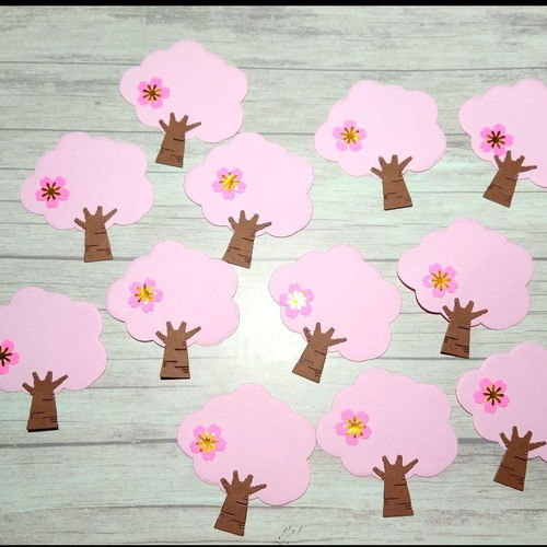 ダイカット 桜の木 コメントカード12枚 桜付き アルバム クラフト