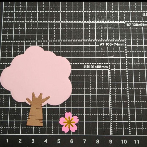 ダイカット 桜の木 コメントカード12枚 桜付き アルバム
