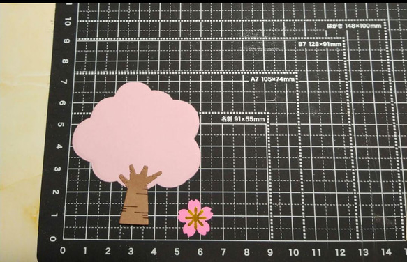 ダイカット 桜の木 コメントカード12枚 桜付き アルバム クラフトパンチ 2枚目の画像
