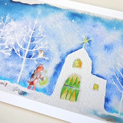 【クリスマス⭐︎モチーフランド】グラスアート　イラスト　水彩画　原画 クリスマス⭐︎モチーフフレンズ】グラスアート イラスト 水彩画