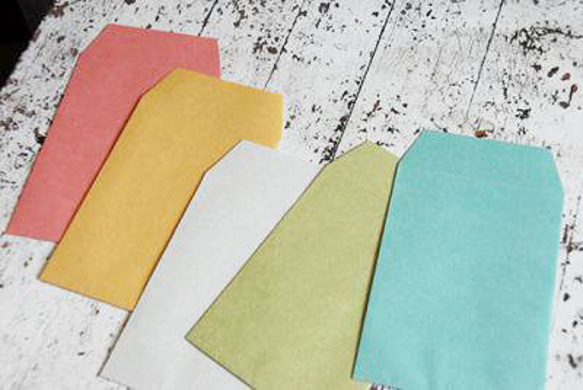 はがきサイズ縦型封筒 5色 各5枚 シンプル ラッピング袋 paperpark