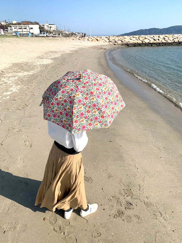 【限定1本✳︎parasol ✳︎花柄✳︎バンブー】HiraTen日傘 1枚目の画像