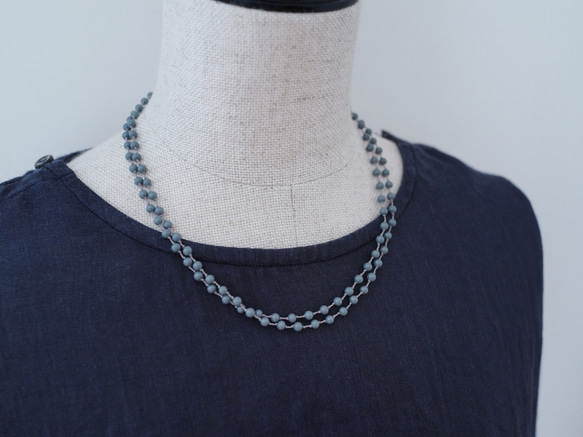 long necklace silk vintage gray 4枚目の画像