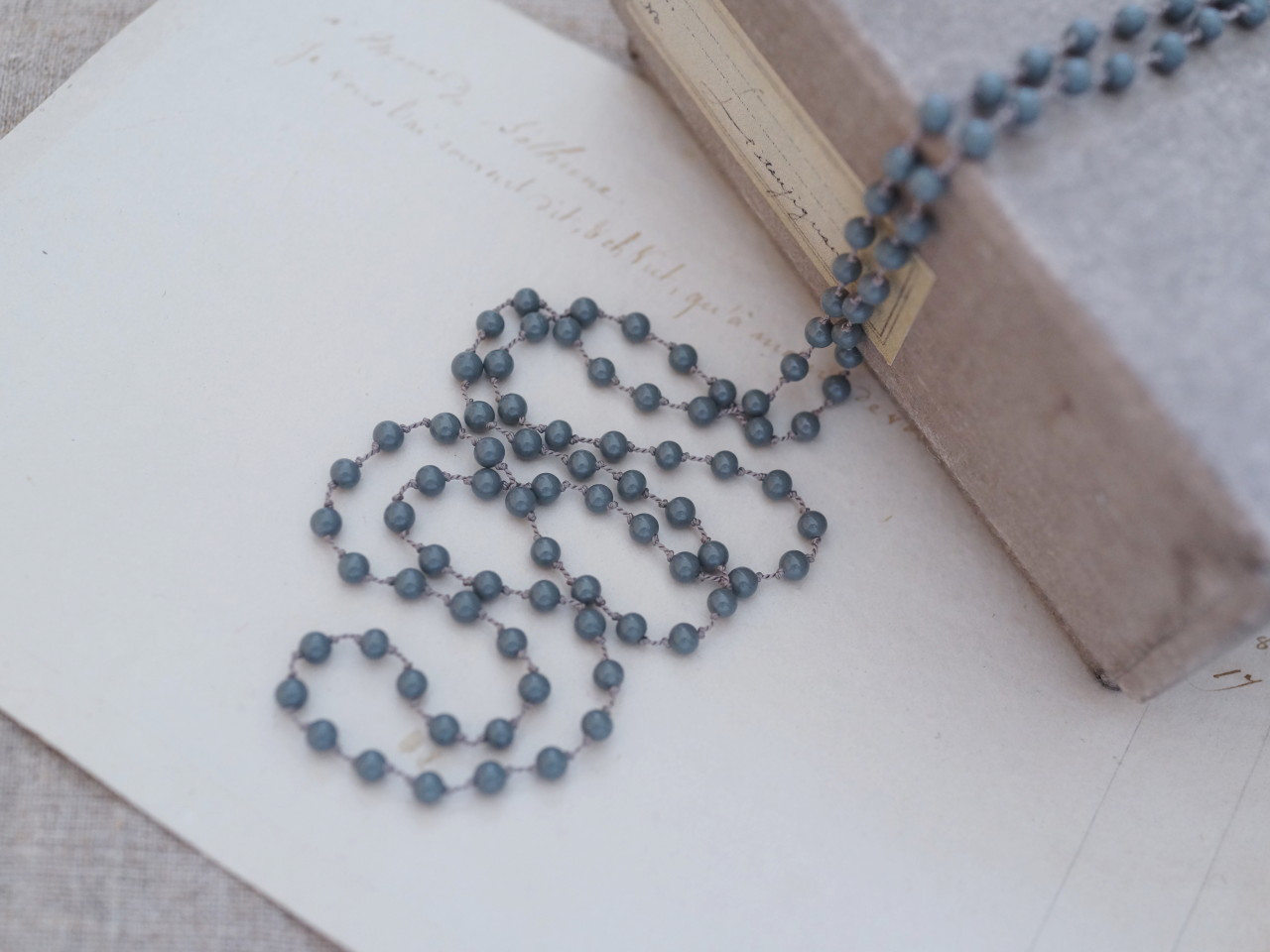 long necklace silk vintage gray