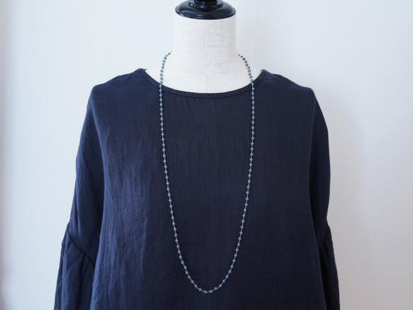 long necklace silk vintage gray 3枚目の画像