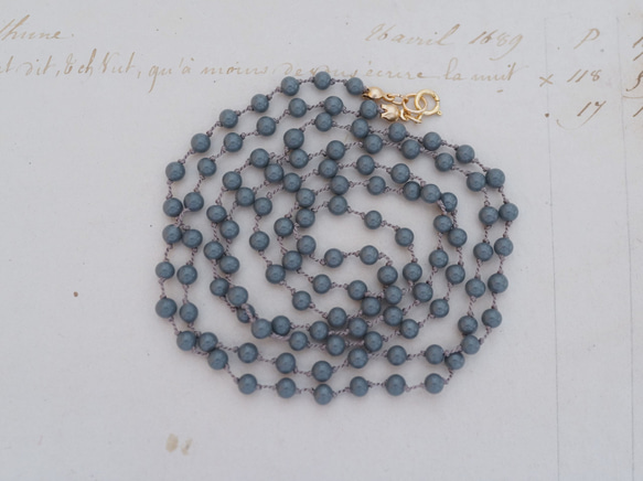 long necklace silk vintage gray 2枚目の画像