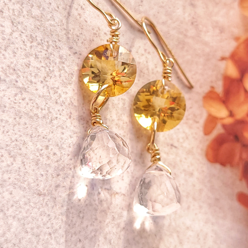 16kgp 宝石質シトリン イヤリング