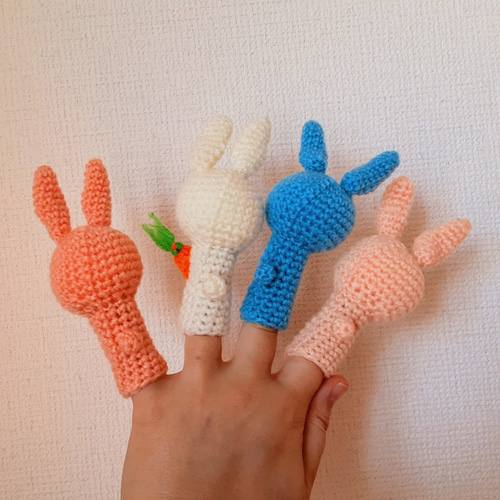 送料無料* 手編みの指人形【うさぎさん A】 おもちゃ・人形 今井や