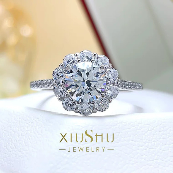 K18 ダイヤモンドリング ジュエリー 指輪 ダイヤのお花 9号 日本製