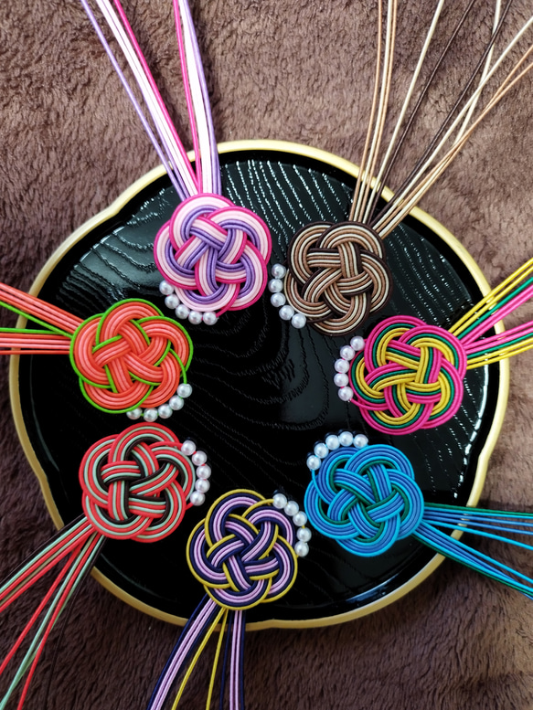 7本セット パール調ビーズ付き梅結び 水引 その他雑貨 梅乃 7本セット パール調ビーズ付き梅結び 水引 その他雑貨 梅乃