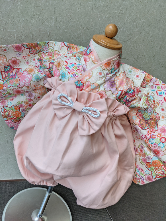 ベビー袴 ハンドメイド ピンク桜✕ホワイト 買えれ ベビー袴 ハンドメイド ピンク桜✕ホワイト 買えれ