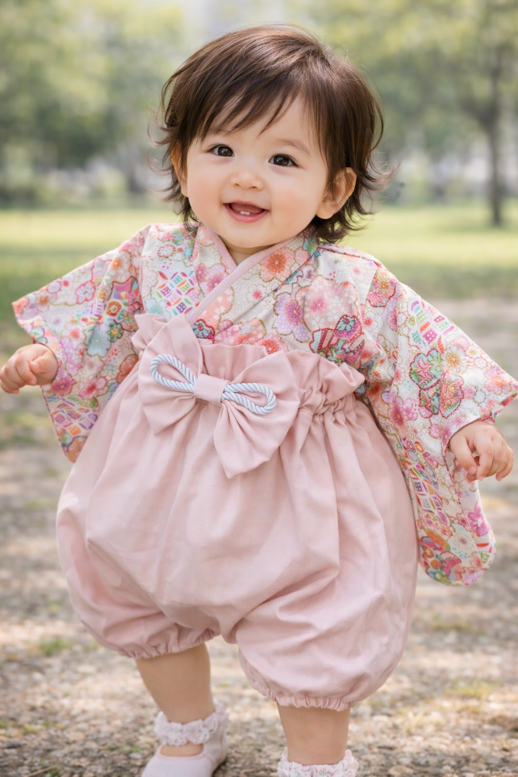【人気商品】ベビー袴　色彩桜✕ピンク　ひな祭り