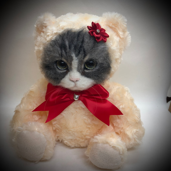 可愛いくまの着ぐるみ猫ちゃん‍❄️ 羊毛フェルト