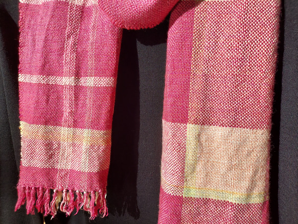 手織り　ウールとシルクのやさしいマフラー　作品2240 6枚目の画像