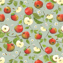 新柄入荷！ドイツ『acufactum　アクファクタム　りんごがいっぱい！』～巾約150cm×50㎝単位でカット～ 1枚目の画像