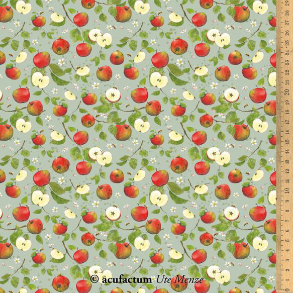 新柄入荷！ドイツ『acufactum　アクファクタム　りんごがいっぱい！』～巾約150cm×50㎝単位でカット～ 2枚目の画像