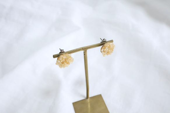 天然石シトリン　花の耳飾り 5枚目の画像