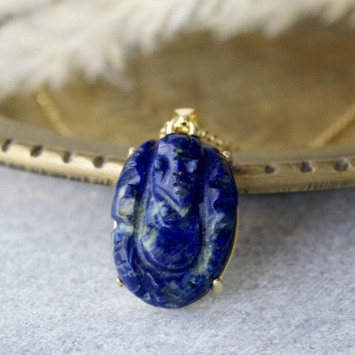 12月誕生石 ラピスラズリ ガネーシャ ペンダントトップ 18kゴールド