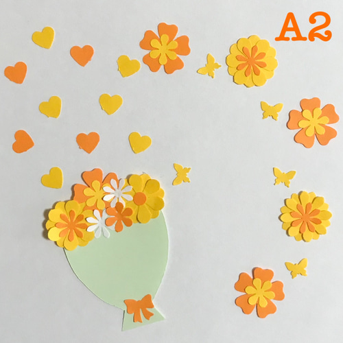 クラフトパンチ 花束オーダー受付中(°∀° )/ A2》 メッセージが書ける花束（オレンジ）☆クラフトパンチ