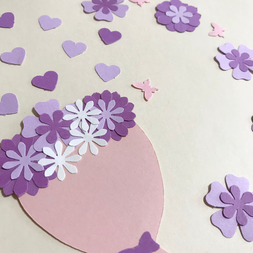 A6》 メッセージが書ける花束パープル&ピンク☆クラフトパンチ