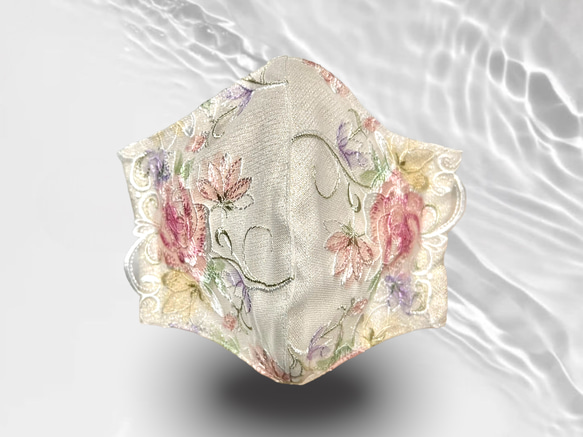 ラメ生地×花模様レース刺繍シリーズ　　刺繍レース　マスク・マスクカバー(選択可能)　 2枚目の画像