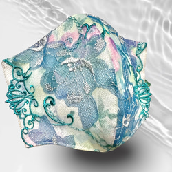 ラメ生地×花模様レース刺繍シリーズ　　刺繍レース　マスク・マスクカバー(選択可能)　 3枚目の画像