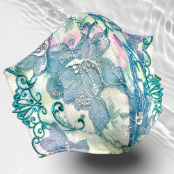 ラメ生地×花模様レース刺繍シリーズ　　刺繍レース　マスク・マスクカバー(選択可能)　 1枚目の画像