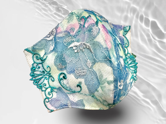 ラメ生地×花模様レース刺繍シリーズ　　刺繍レース　マスク・マスクカバー(選択可能)　 1枚目の画像