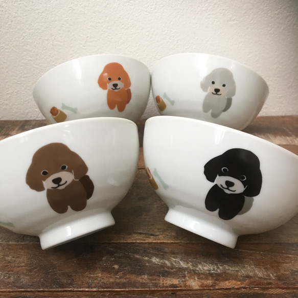 ミシャコシャ　プレート　プードル 在庫限り】トイプードル 茶碗 ☆ シルバー 美濃焼 飯碗 約12cm 茶碗