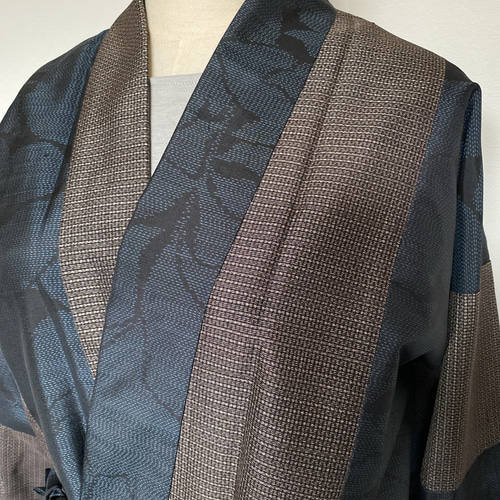 大島紬で作務衣風ロングコート 送料無料【着物リメイク】 その他