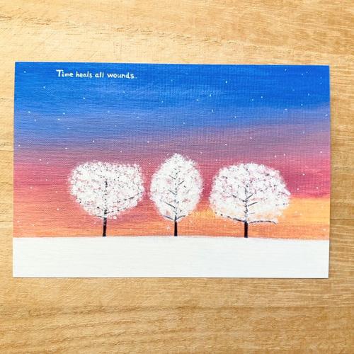 選べる3枚】『時が解決してくれる』 ポストカード 冬 雪 木 クリスマス
