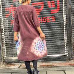 紮染束腰連衣裙紫棕溫柔唯美華麗大曼陀羅HD18-33 第8張的照片
