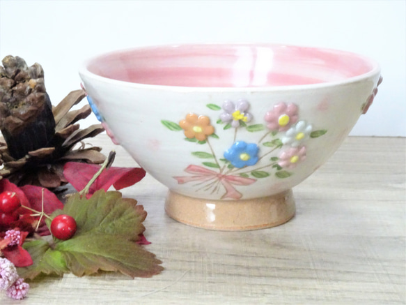 茶碗ピンク色のリボンが可愛い（A） 茶碗・めし碗 stm323 通販