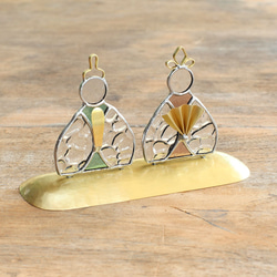 ステンドグラスのお雛様　ひな人形（クリア＋ブルー＆ピンク） 1枚目の画像