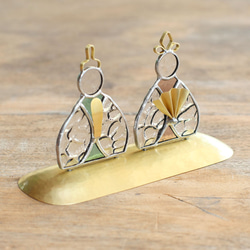 ステンドグラスのお雛様　ひな人形（クリア＋ブルー＆ピンク） 3枚目の画像