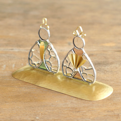 ステンドグラスのお雛様　ひな人形（クリア＋ブルー＆ピンク） 4枚目の画像