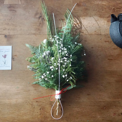 早割) 金柑と大王松のしめ縄飾り Bonne année2023 No.21ドライフラワー