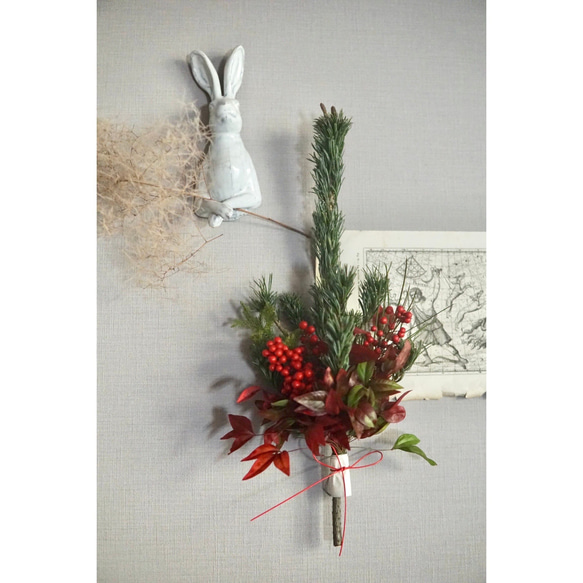 五葉松と南天のお飾りBonne année2023 No.25 ドライフラワー お正月