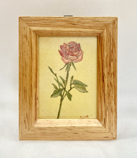 【ミニ絵画】『桃色のバラ』 1枚目の画像