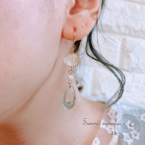 夏の思い出 ピアスorイヤリング -20220929-8- ピアス（フック