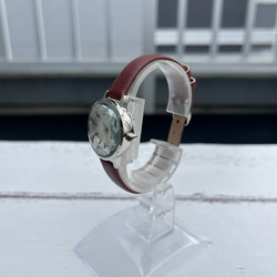 カットガラスが可愛い時計 K101N（バーガンディー） 2枚目の画像