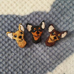【受注製作】ミニピンの刺繍ブローチ　ミニチュア・ピンシャー　犬 1枚目の画像