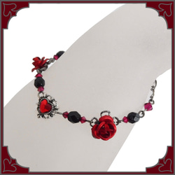 Rose玫瑰心石紅色紅色手鍊手鐲哥特哥特洛麗塔女配飾 第2張的照片
