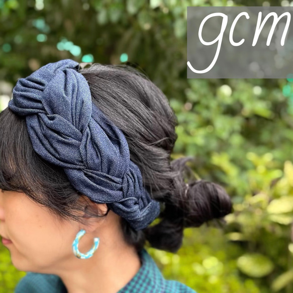 幅9cm デニム 三つ編みヘアバンド 大人用 ヘアバンド・ターバン