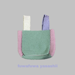 fuwafuwa yasashii 毛糸 バッグ ハンドバッグ トートバッグ グリーン かわいい 柔らかい コットン 1枚目の画像